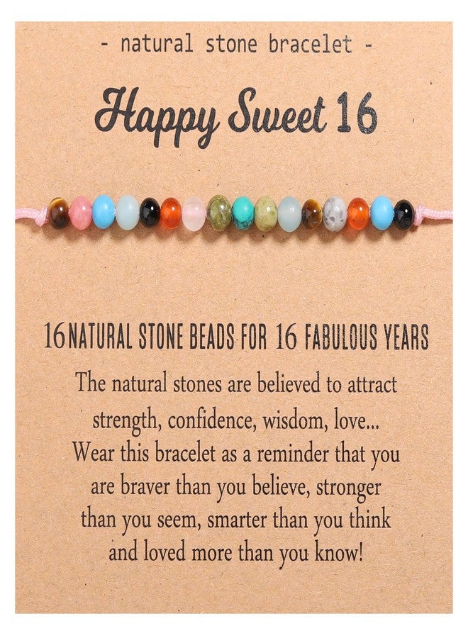 Korotho Sweet 16 Gifts for Her, 16 Year Old Women Birthday Bracelet Happy Turning 16th Milestone Birthday Gift Best Sweet 16 Gifts Natural Crystal Beads Bracelet for Daughter Friend Niece - Image 1